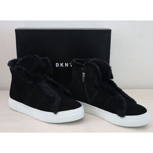 DKNY K3899353 Women's Sz 9.5 Black Suede Mason-High Top Fashion Sneakers